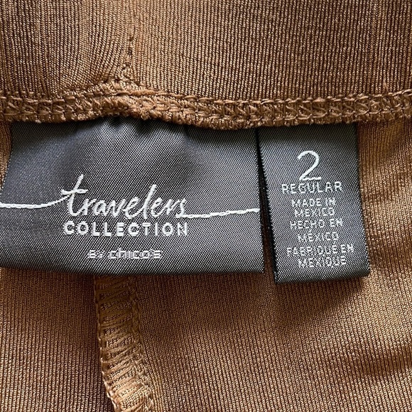 Chico's Travelers Women’s Slinky Pull On Straight Leg Pants Camel L - Picture 6 of 8